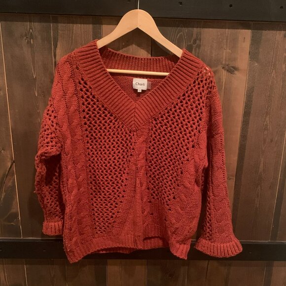 Charli London Chunky V-Neck Oversize Sweater Women's Size XS/S - Picture 1 of 7